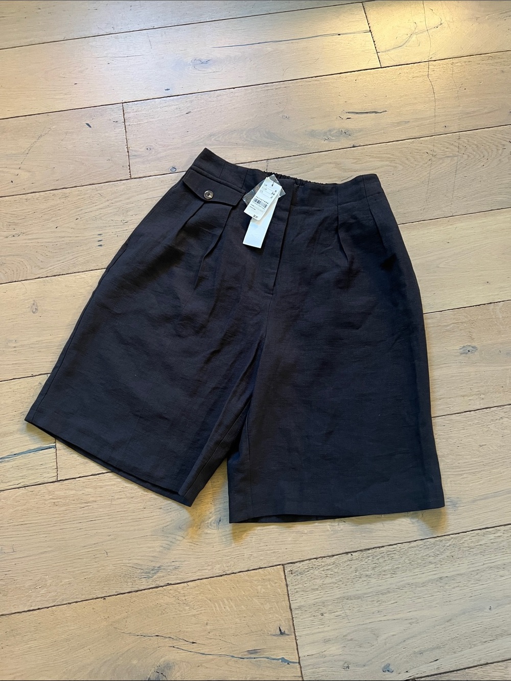 Topshop Dark Brown High-Waist Tailored Bermudas